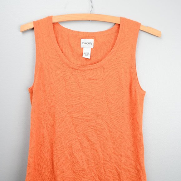 Chico's Sz 0 - Orange Scoop Neck Sweater Tank - Picture 3 of 4